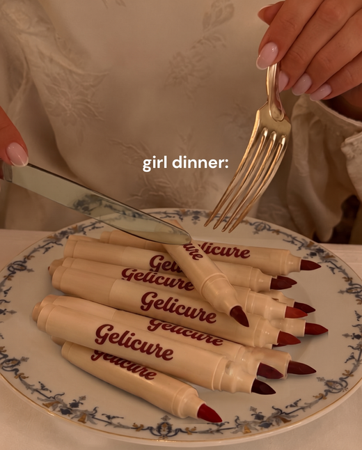Gelicure pens on a bathroom counter