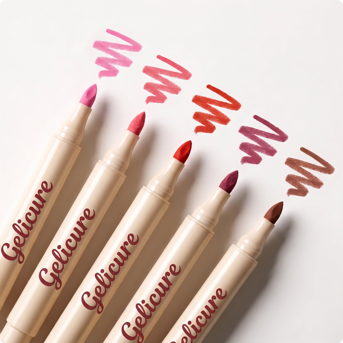 Five Gelicure lip pens in different shades