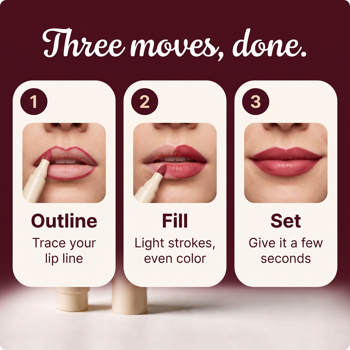 How to use the Gelicure Lip Pen in three steps