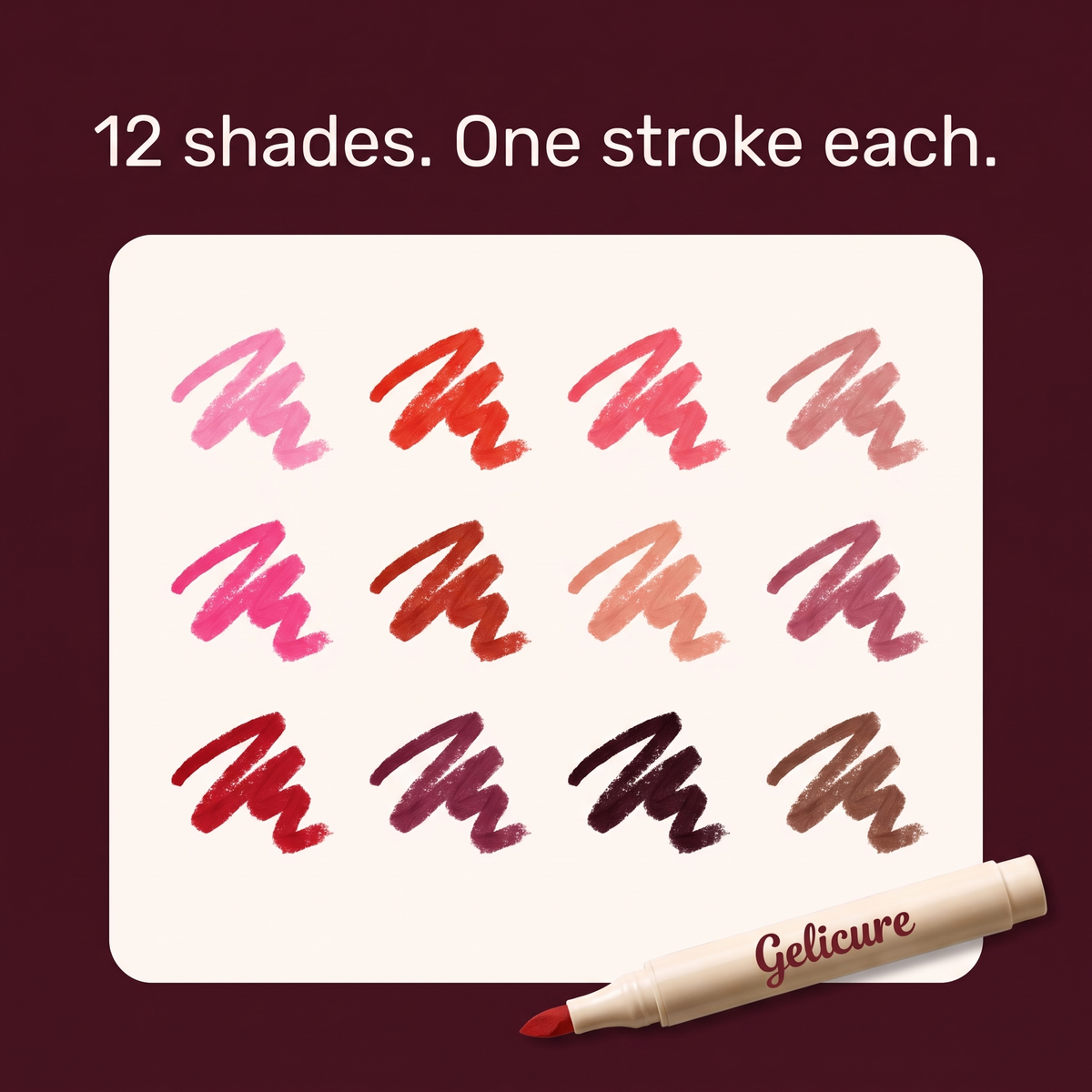 Gelicure Lip Pen: all 12 shades