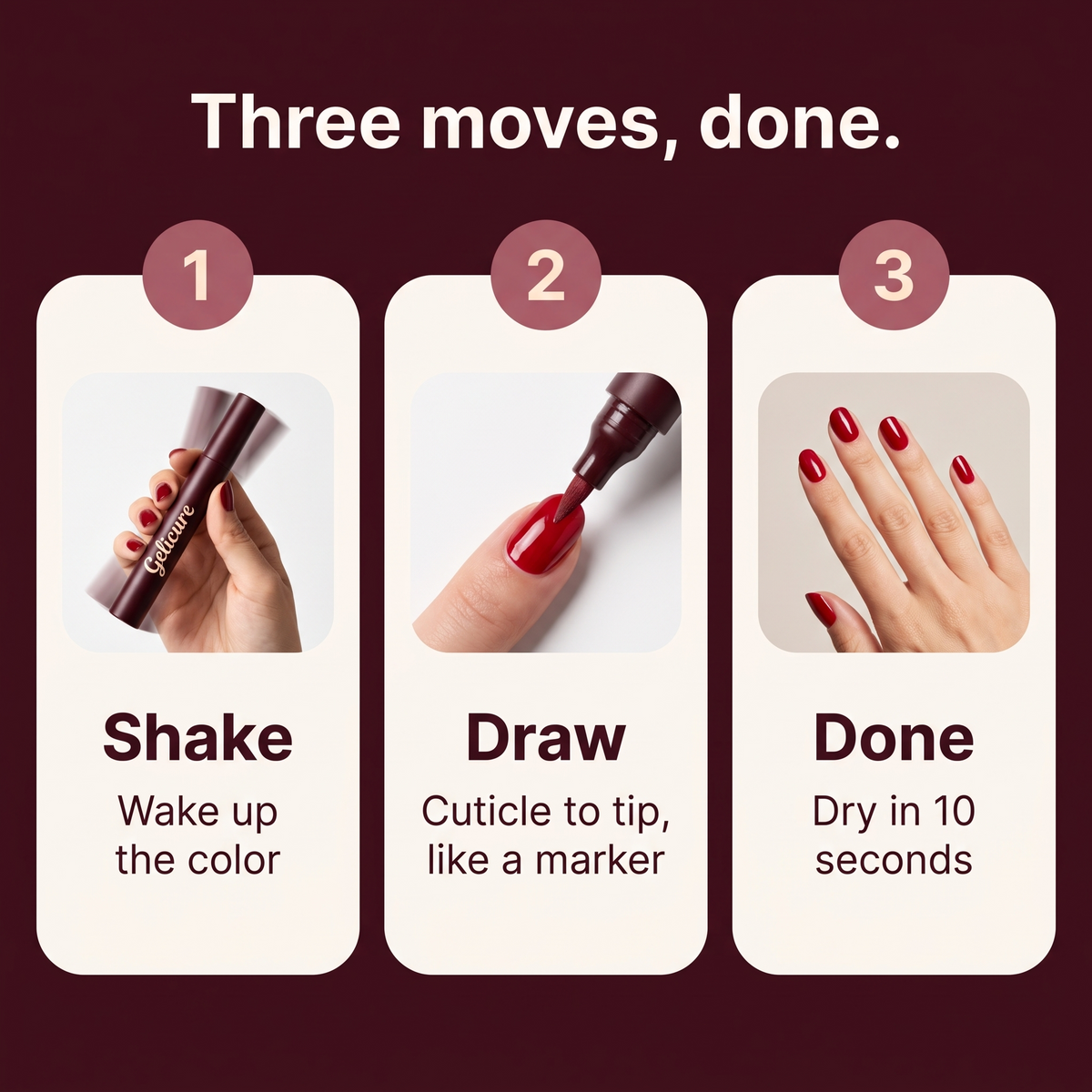 How to use the Gelicure Nail Pen in three steps