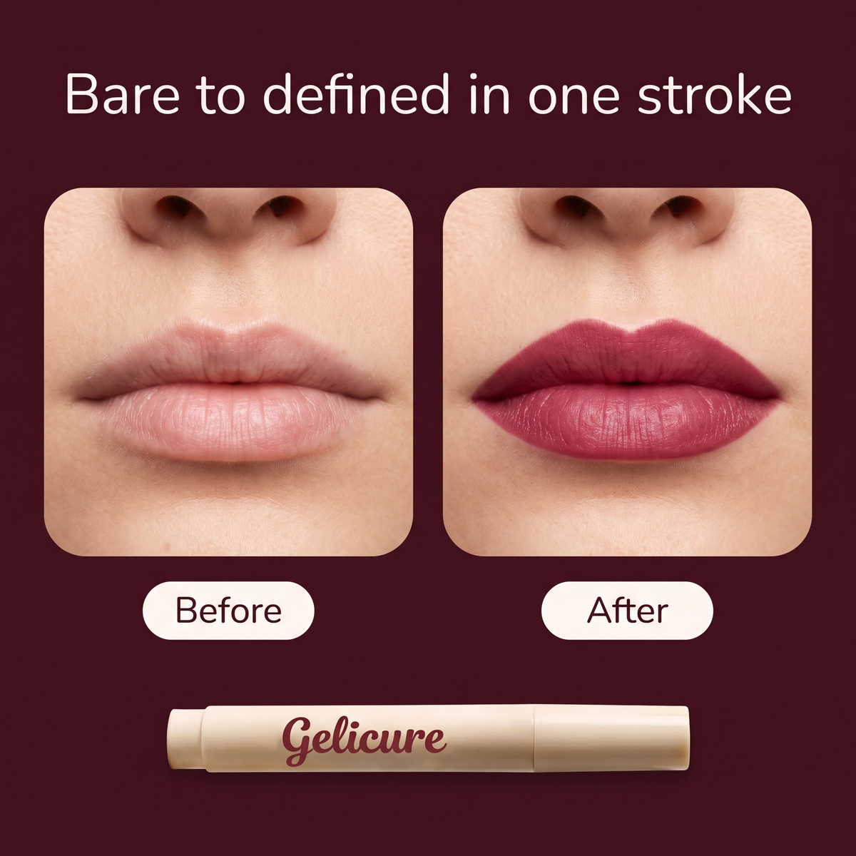 Gelicure Lip Pen before and after