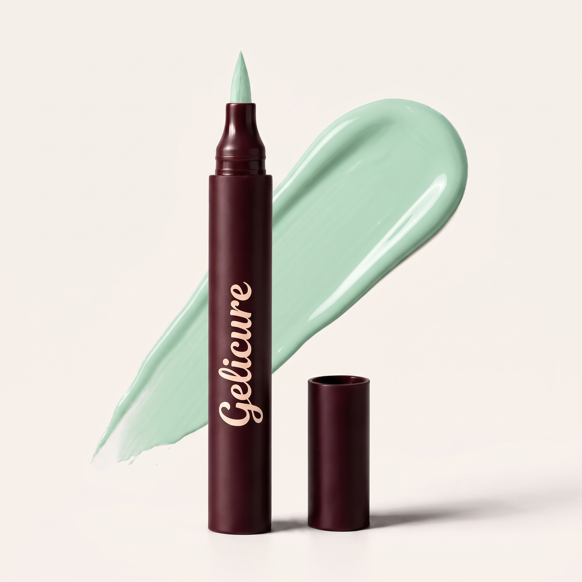Mint Nail Pen — Gelicure felt-tip nail polish pen with mint swatch